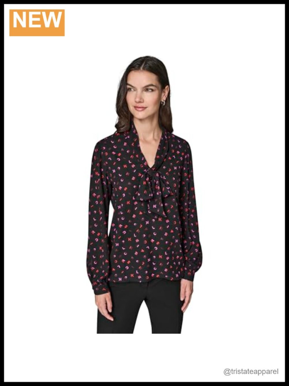 Karl Lagerfeld Women's Peasant Top Blouse Long Sleeve Polyester